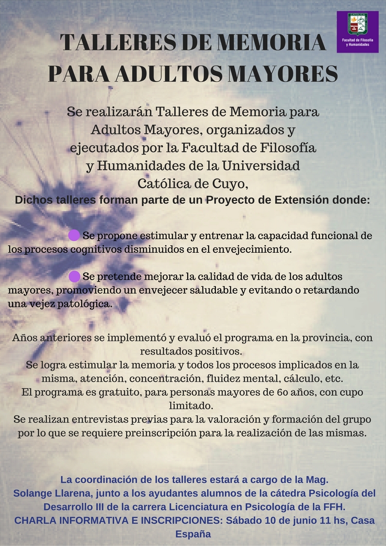 TALLERES DE MEMORIAPARA ADULTOS MAYORES